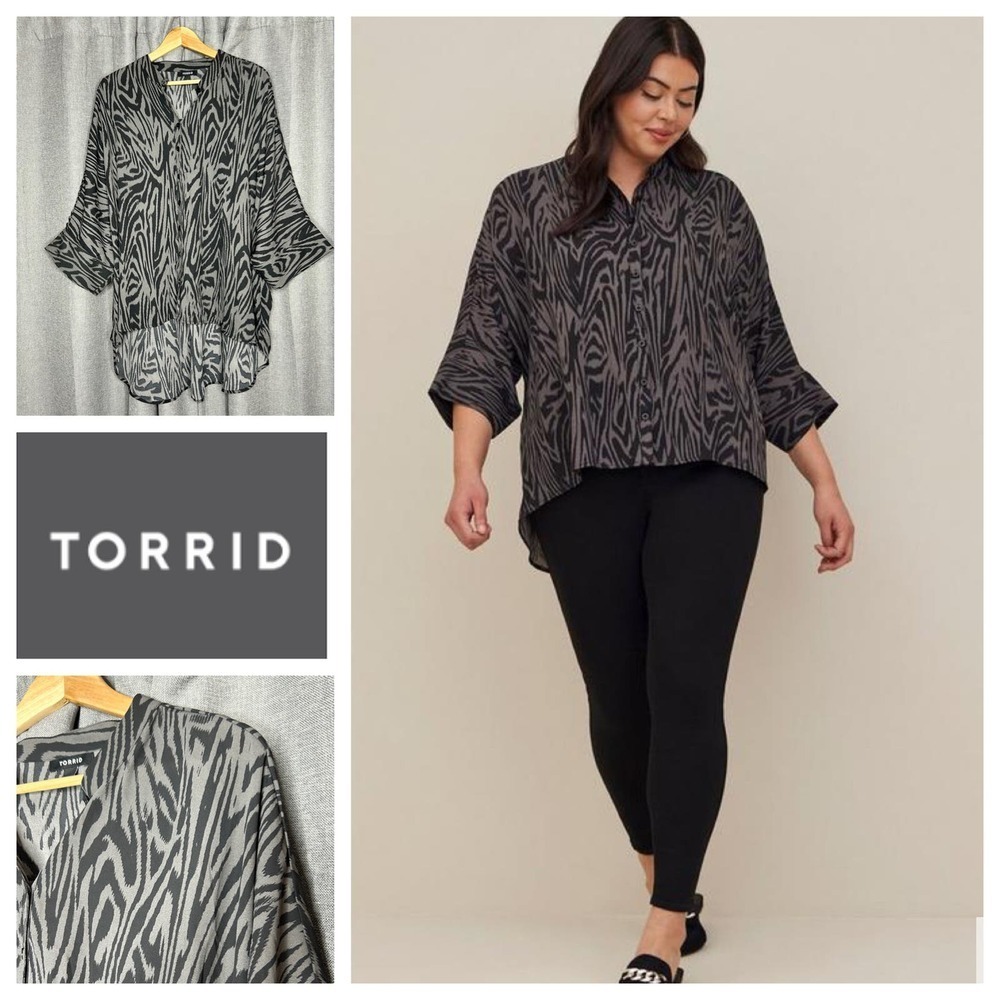Torrid Zebra Print Chiffon Shirt Kimono 2X